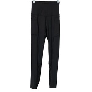 🌺 Endeavor Black Mesh Calf Full Length Activewear Leggings Size XS